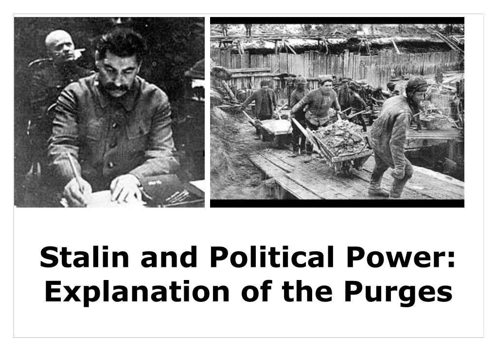 Stalin and Political Power: Explanation of the Purges