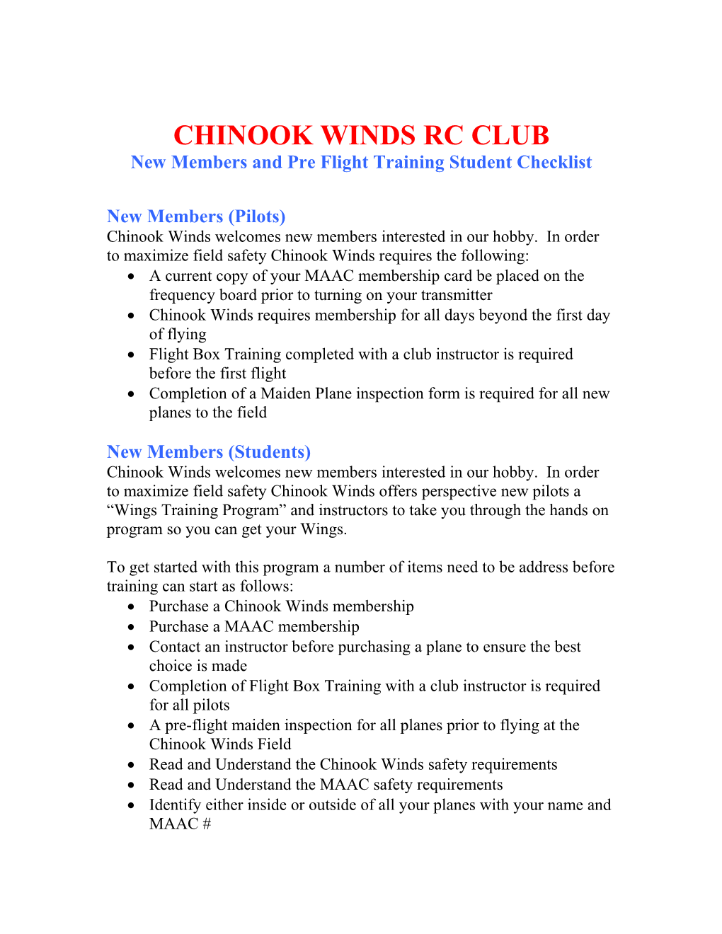 Chinook Winds Rc Club