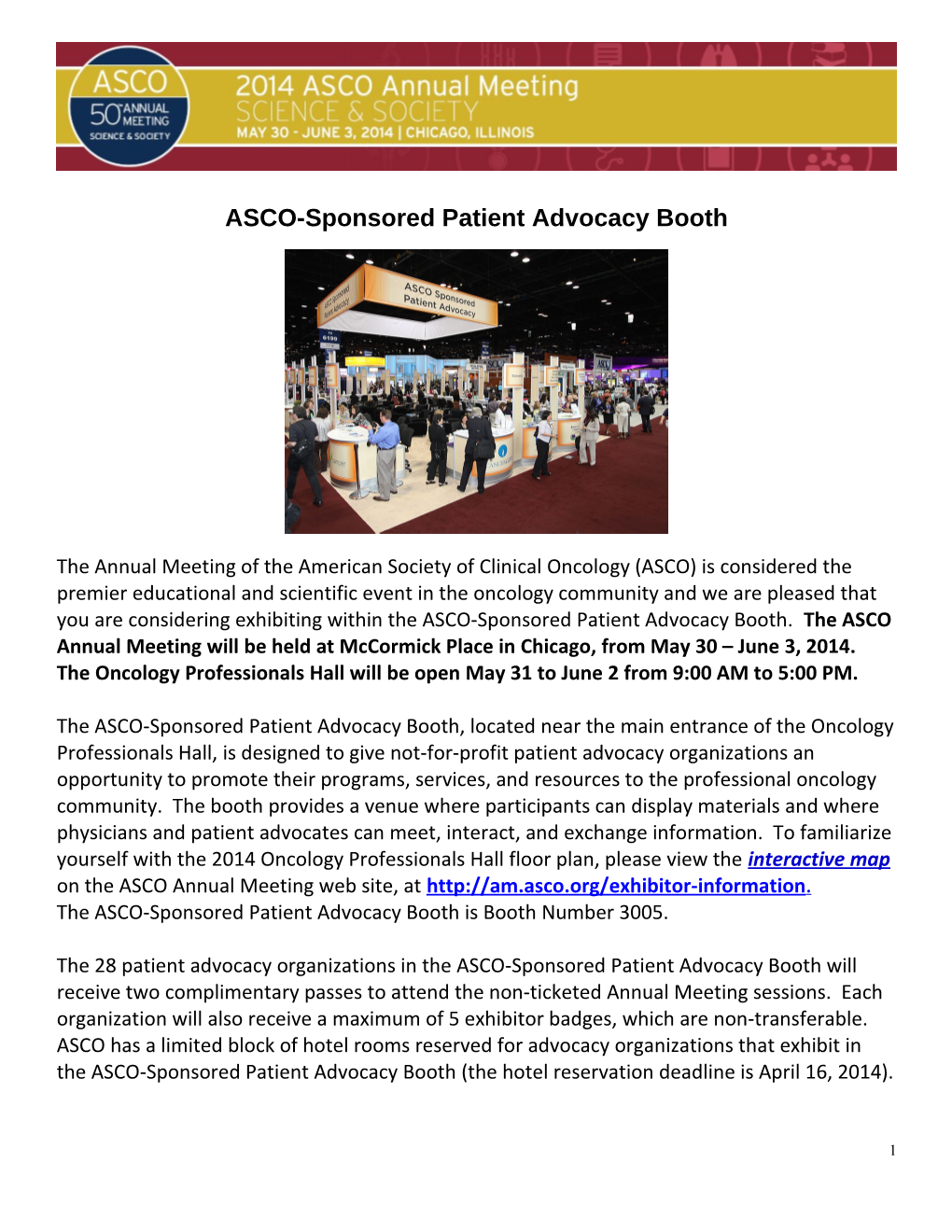 ASCO-Sponsored Patient Advocacy Booth