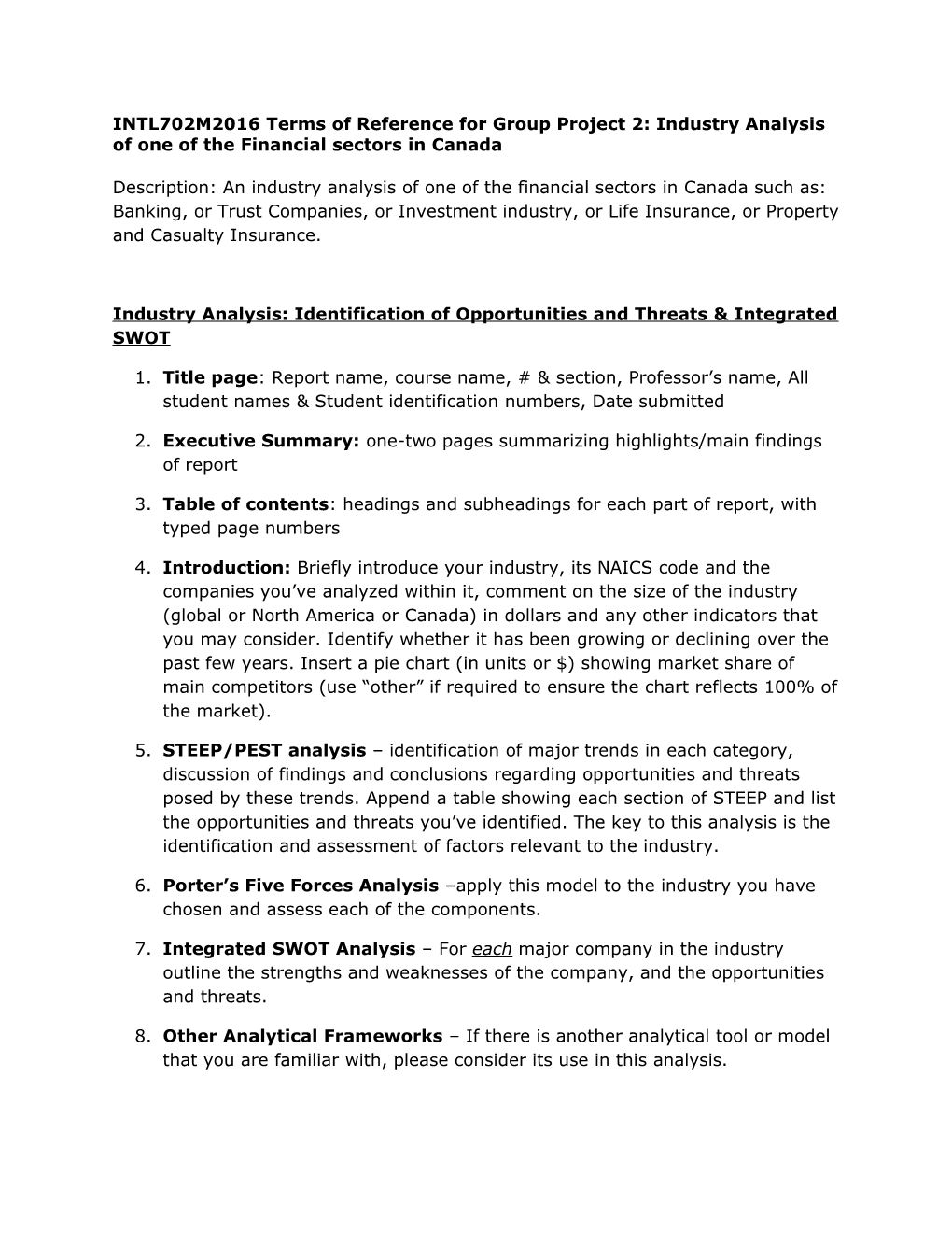 Industry Analysis: Identification of Opportunities and Threats & Integrated SWOT