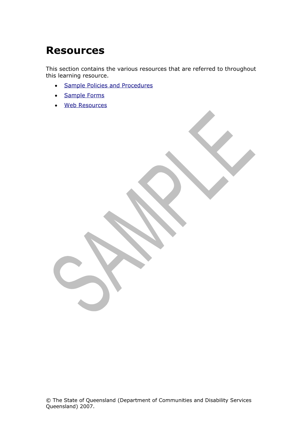 Sample Table of Contents of a Policy and Procedures Manual