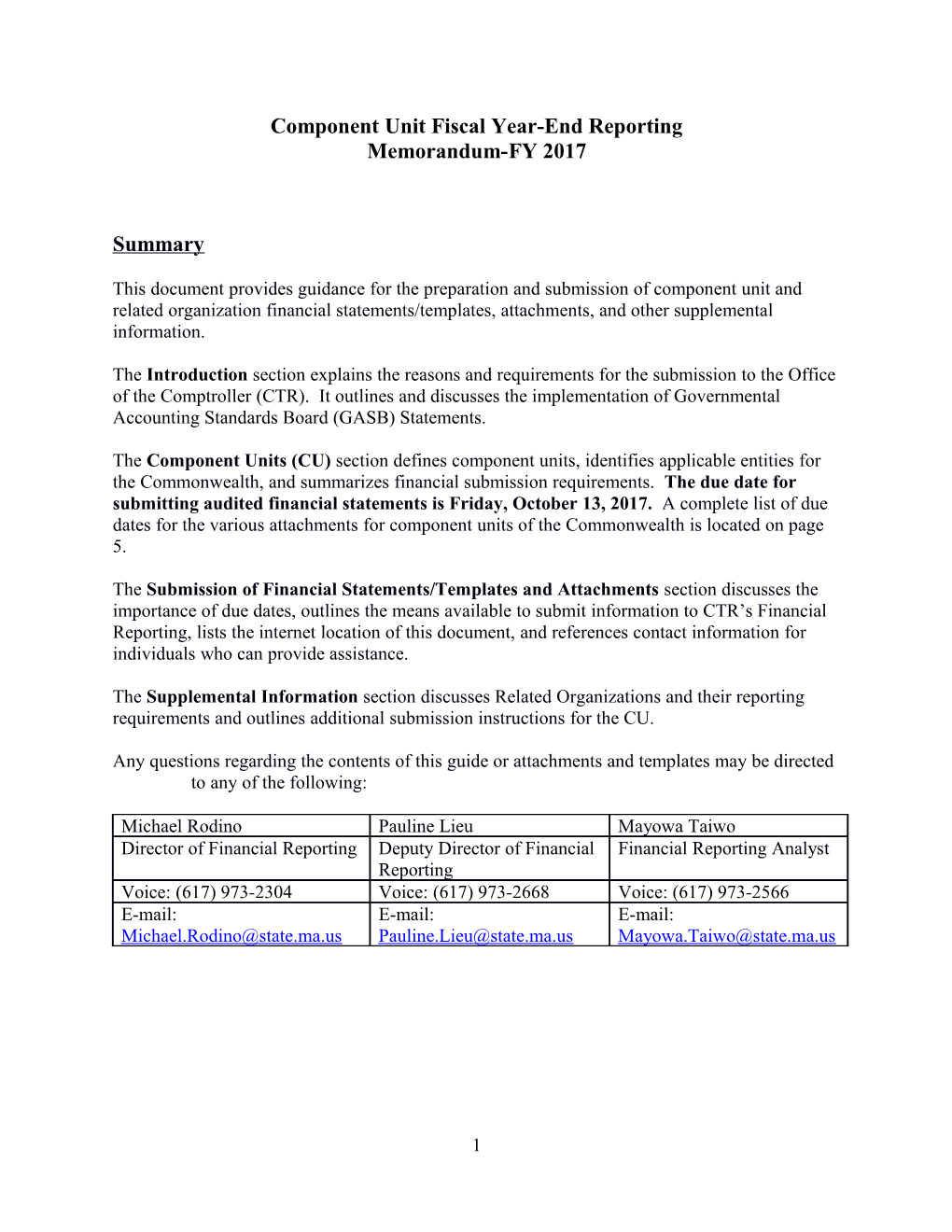 Component Unit Year-End Reporting Memorandum FY 2009