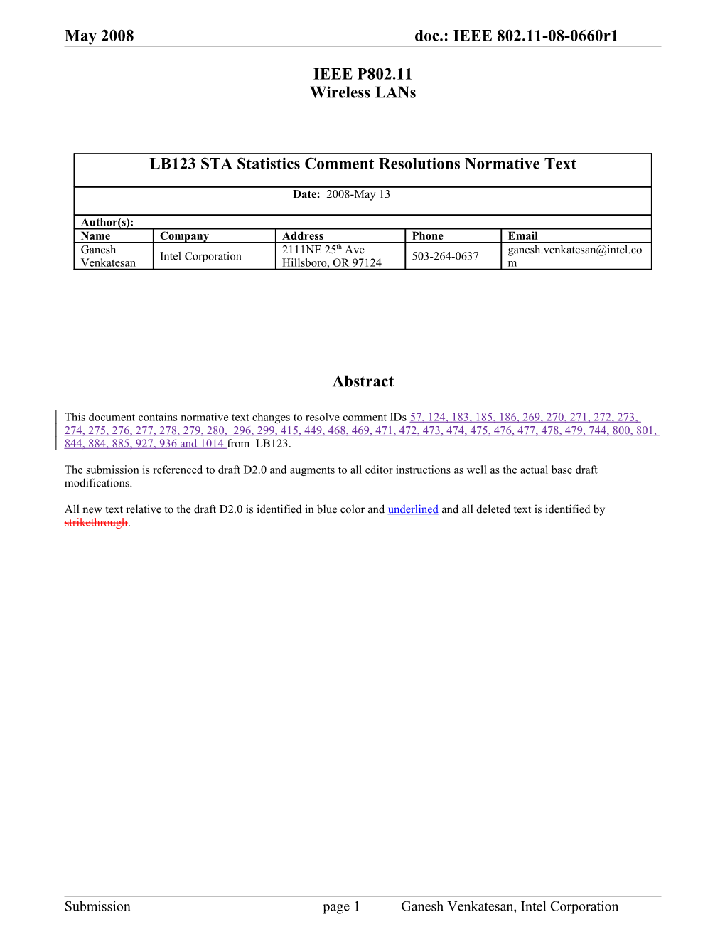 This Document Contains Normative Text Changes to Resolve Comment Ids57, 124, 183, 185