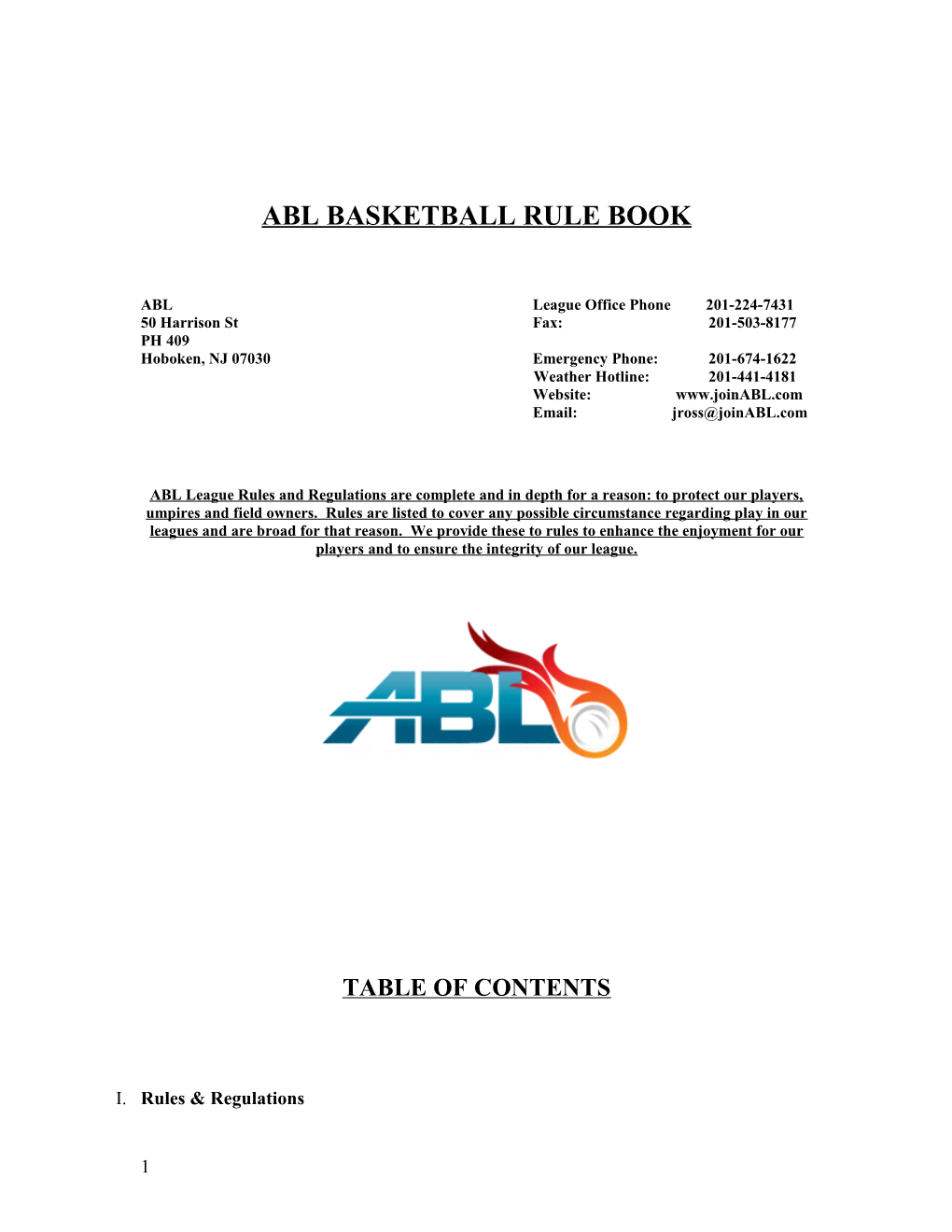 Abl Basketball Rule Book