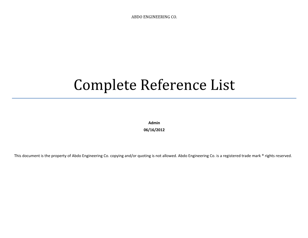 Complete Reference List