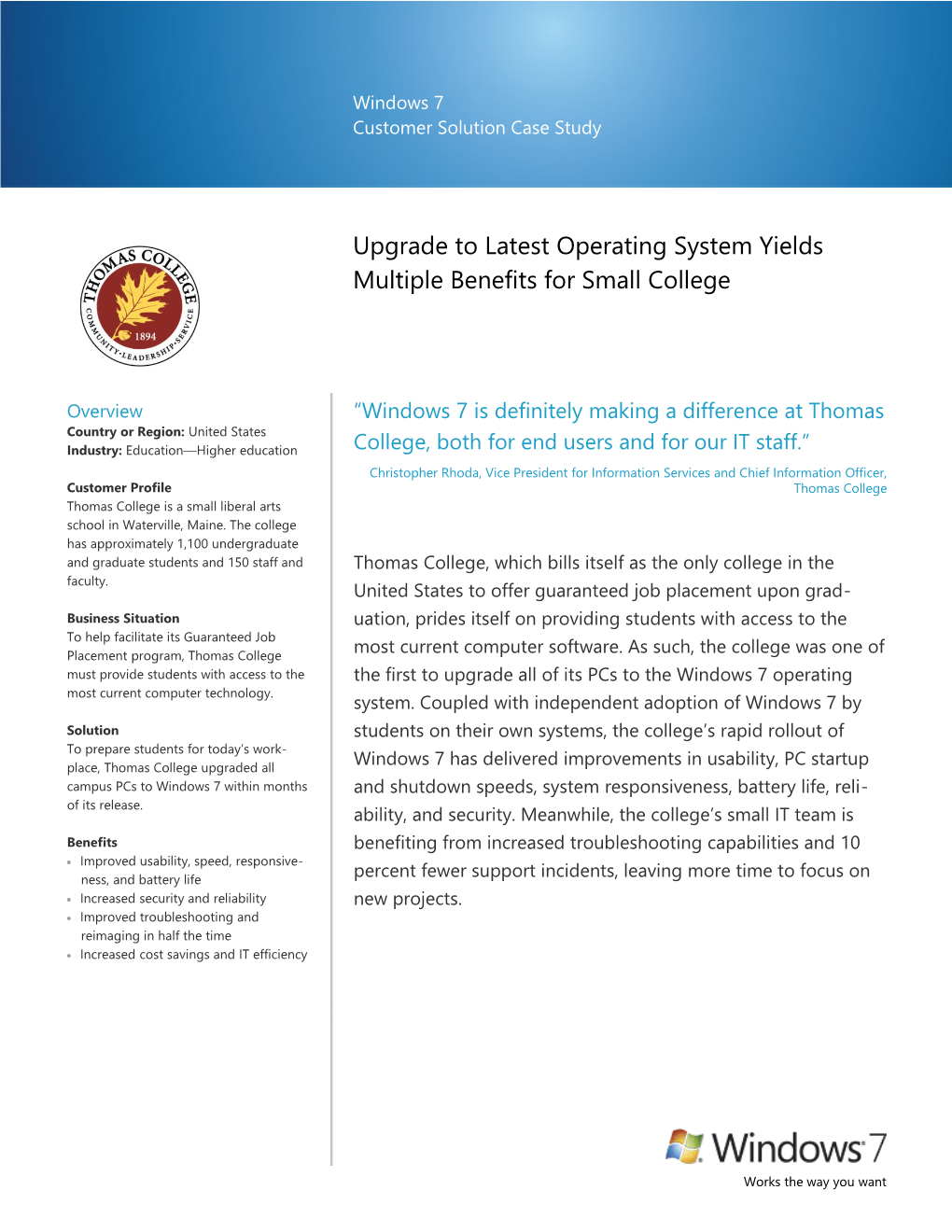 Upgrade to Latest Operating System Yields Multiple Benefits for Small College