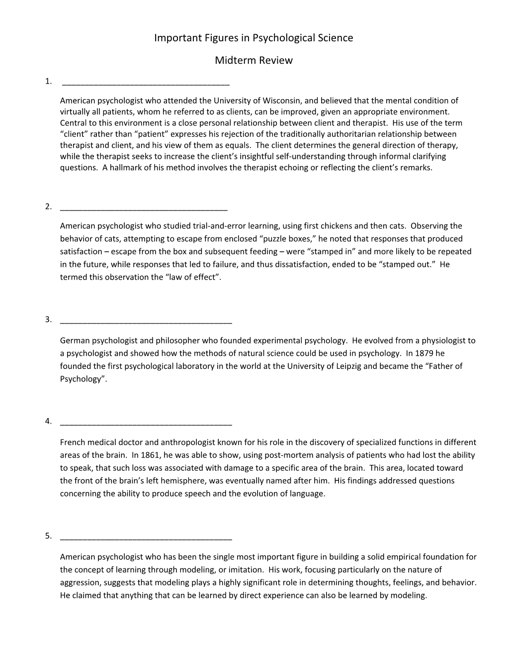 Important Figures in Psychological Science