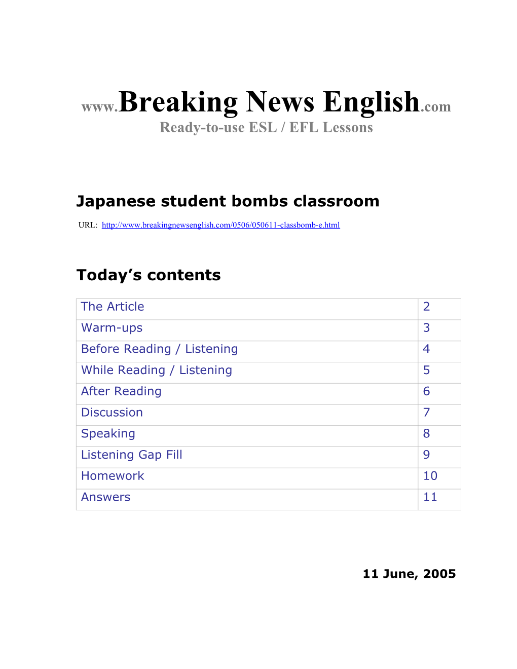 Japanese Student Bombs Classroom