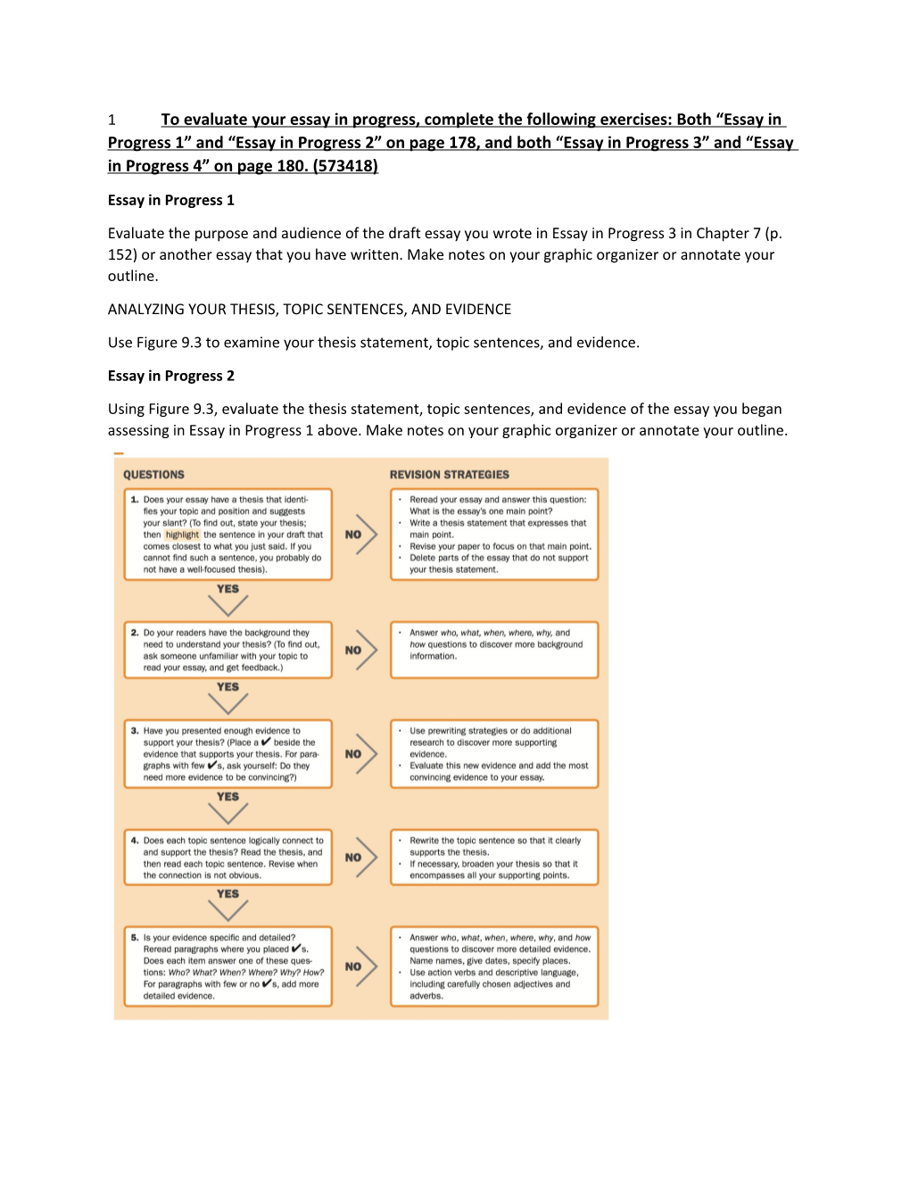 1To Evaluate Your Essay in Progress, Complete the Following Exercises: Both Essay in Progress