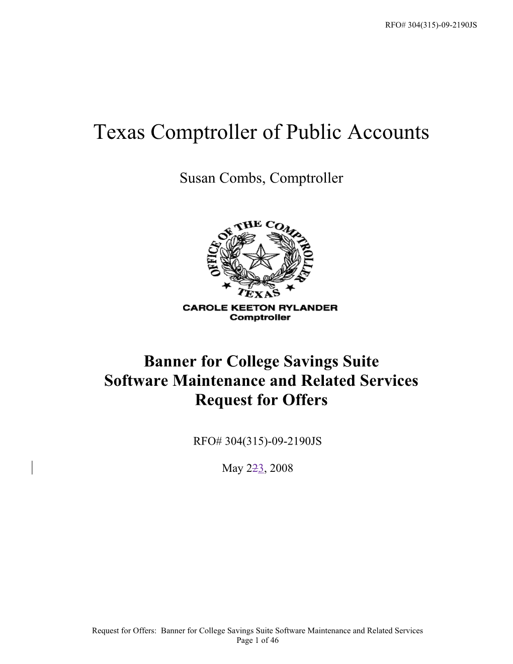 Texas State Comptroller of Public Accounts