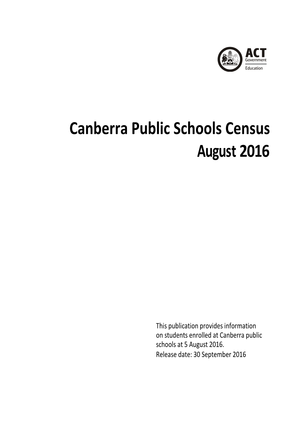 Canberra Public Schools Census August 2016