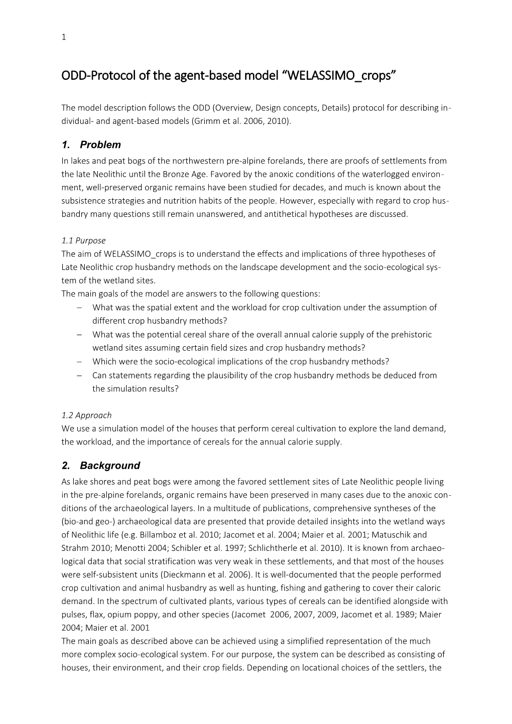 ODD-Protocolof the Agent-Based Model WELASSIMO Crops