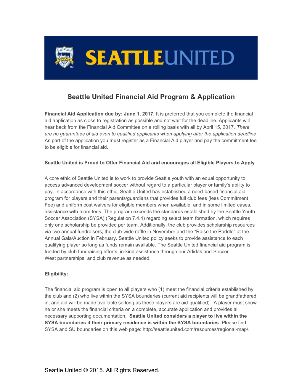 Seattle United Financial Aid Program & Application