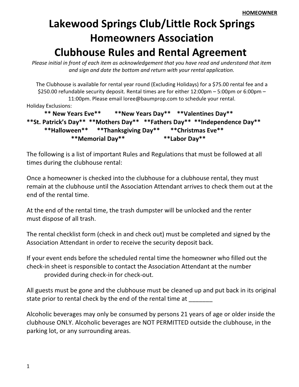 Rental Agreement 2013 Homeowner