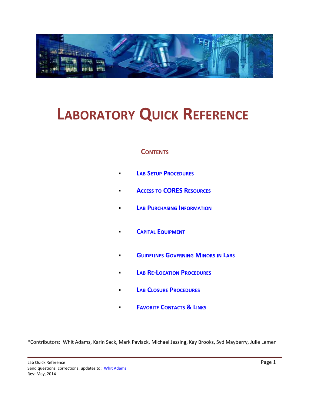 Laboratoryquick Reference