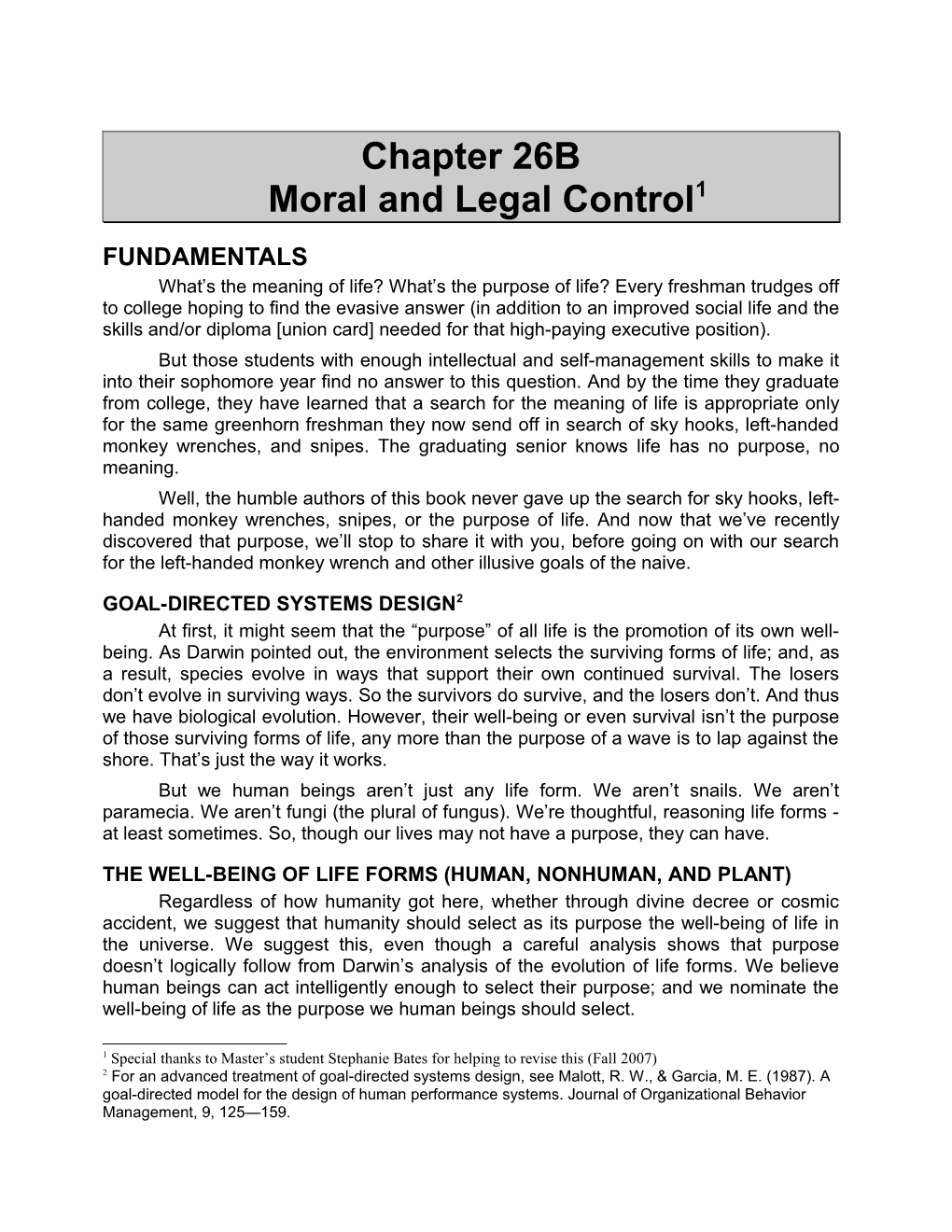 Chapter 26Bmoral and Legal Control 1