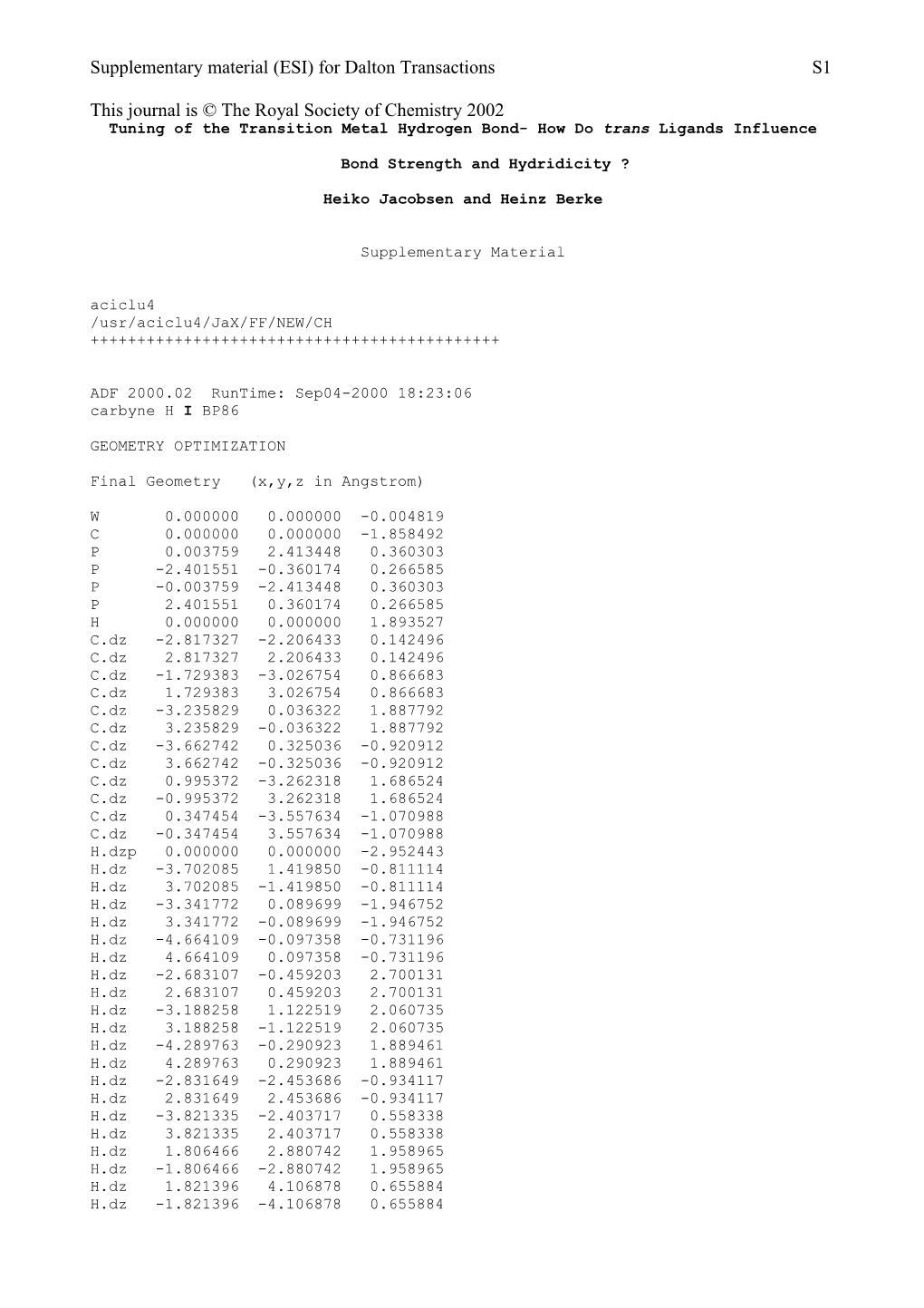 Supplementary Material (ESI) for Dalton Transactions S1