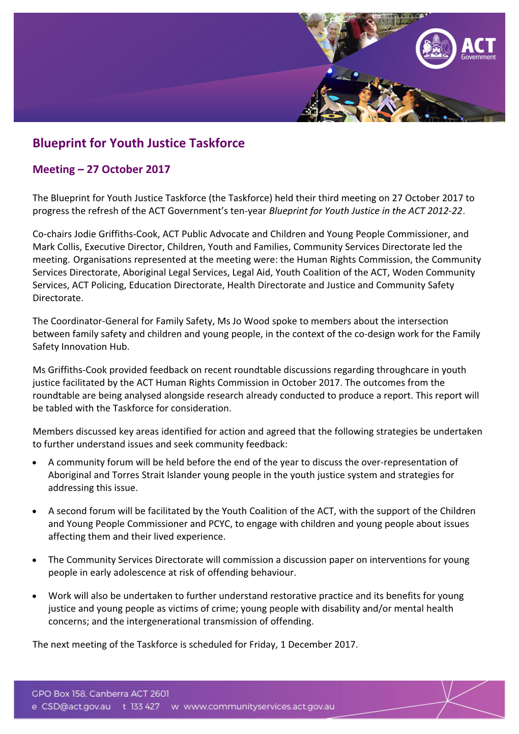 Blueprint for Youth Justice Taskforce