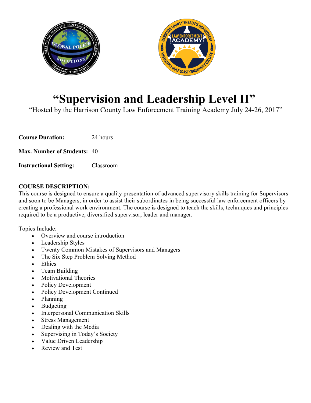 Supervision and Leadership Level II