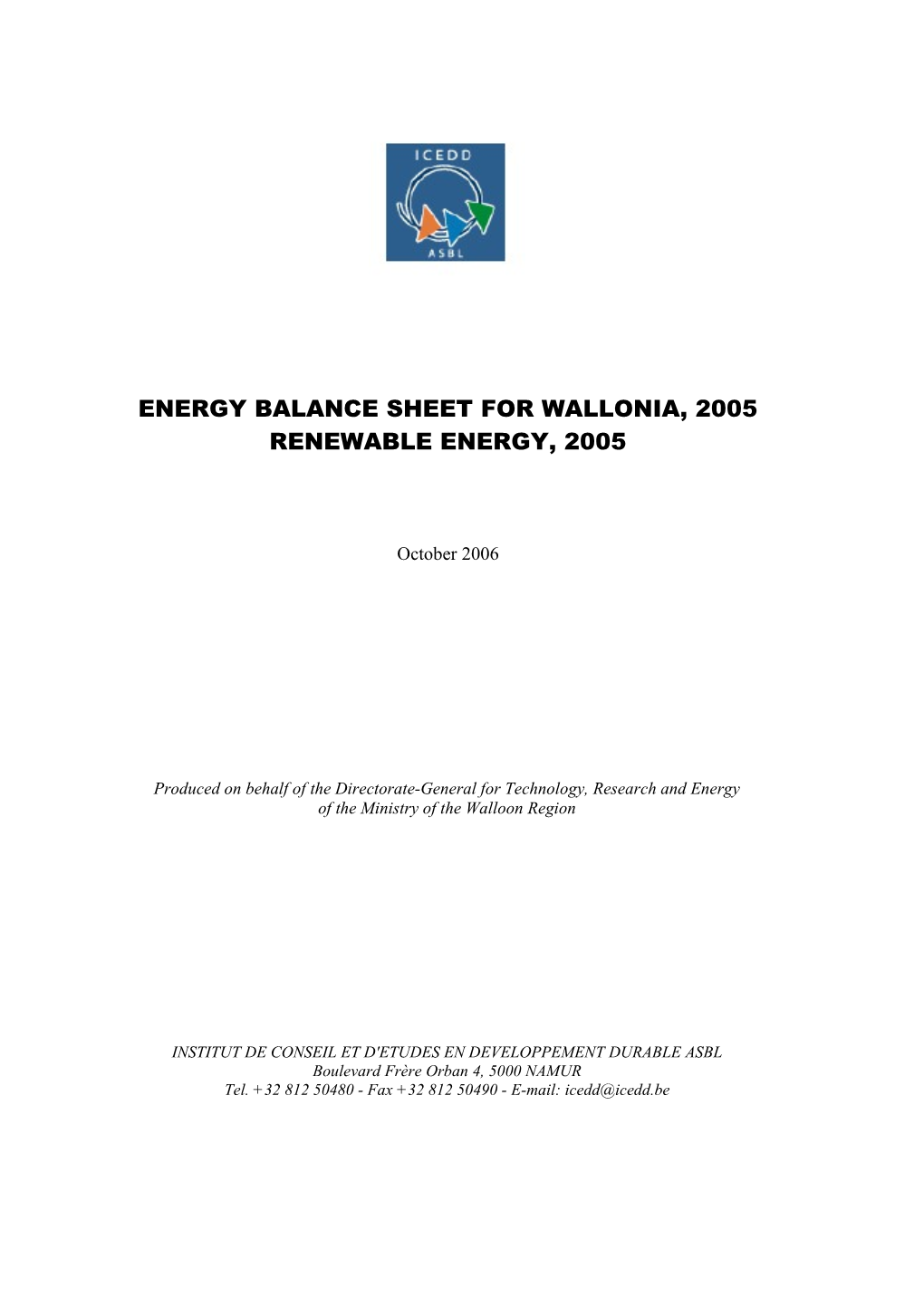 Energy Balance Sheet for Wallonia, 2005
