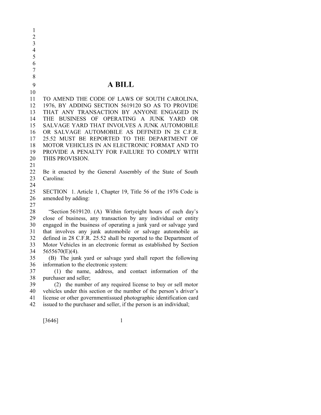 2017-2018 Bill 3646 Text of Previous Version (Feb. 2, 2017) - South Carolina Legislature Online
