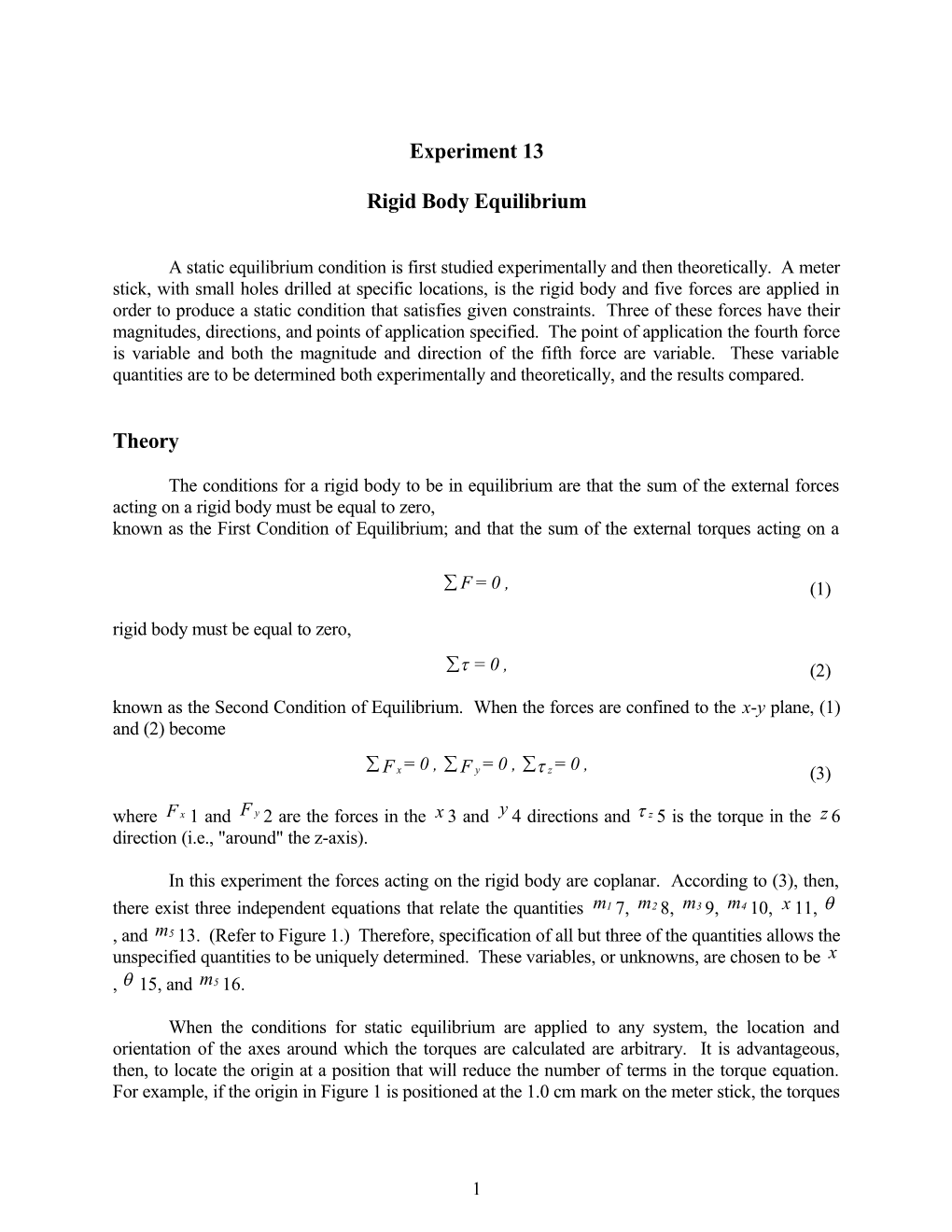 Phys 21 Rigid Equilibrium