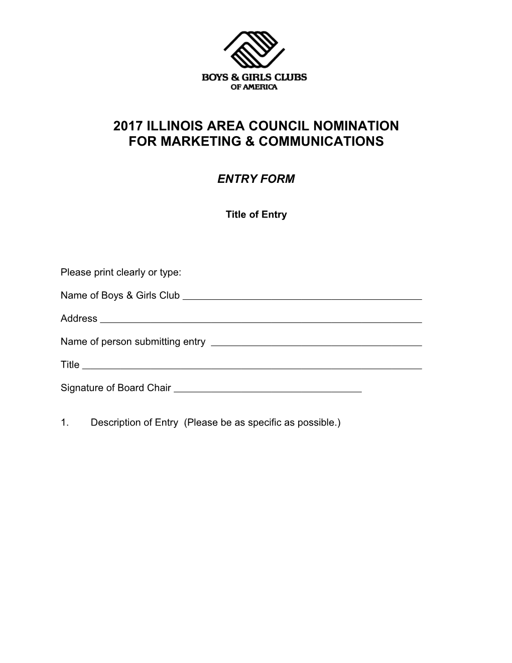 2017 Illinois Area Council Nomination