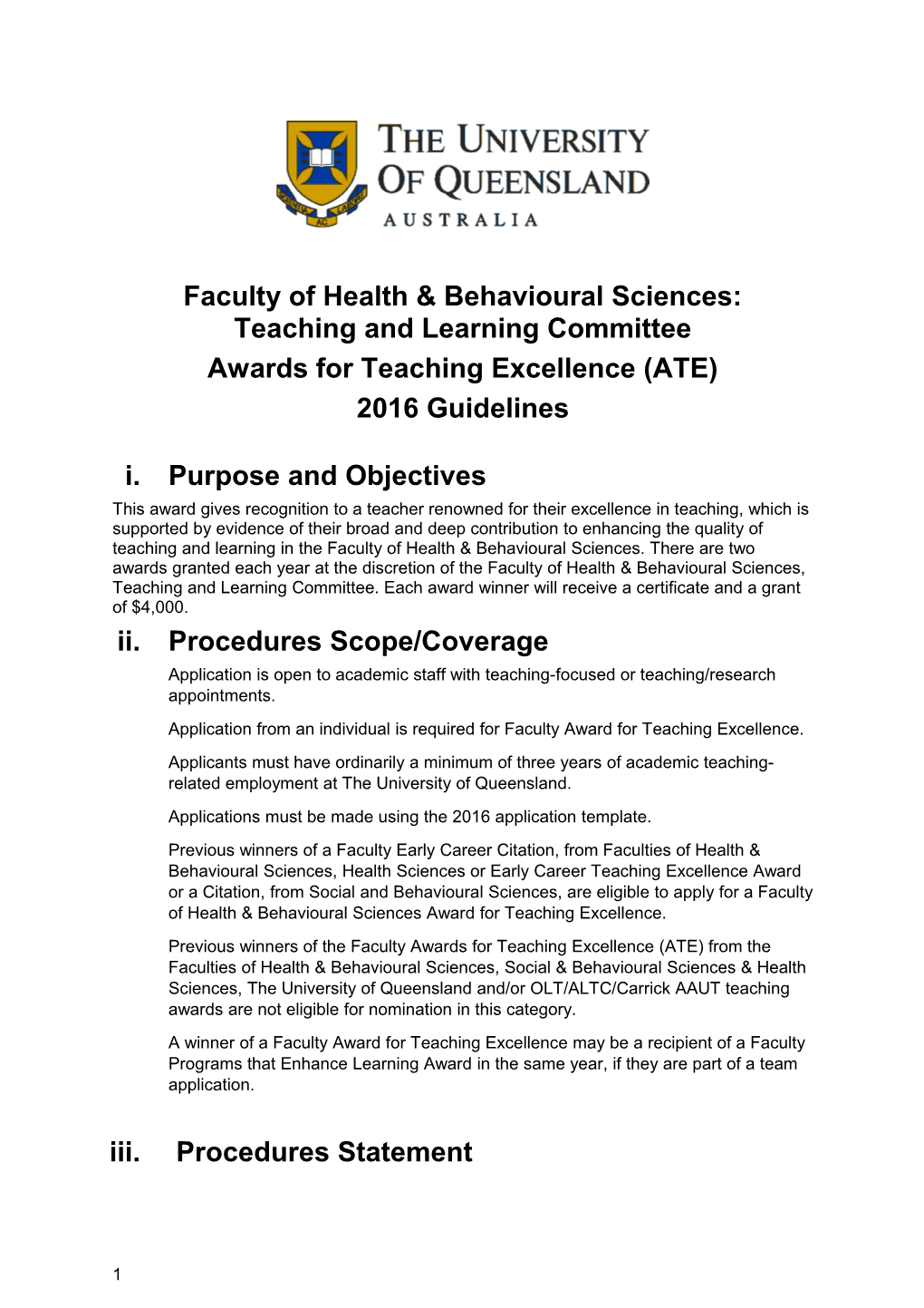 Awards for Teaching Excellence (ATE)