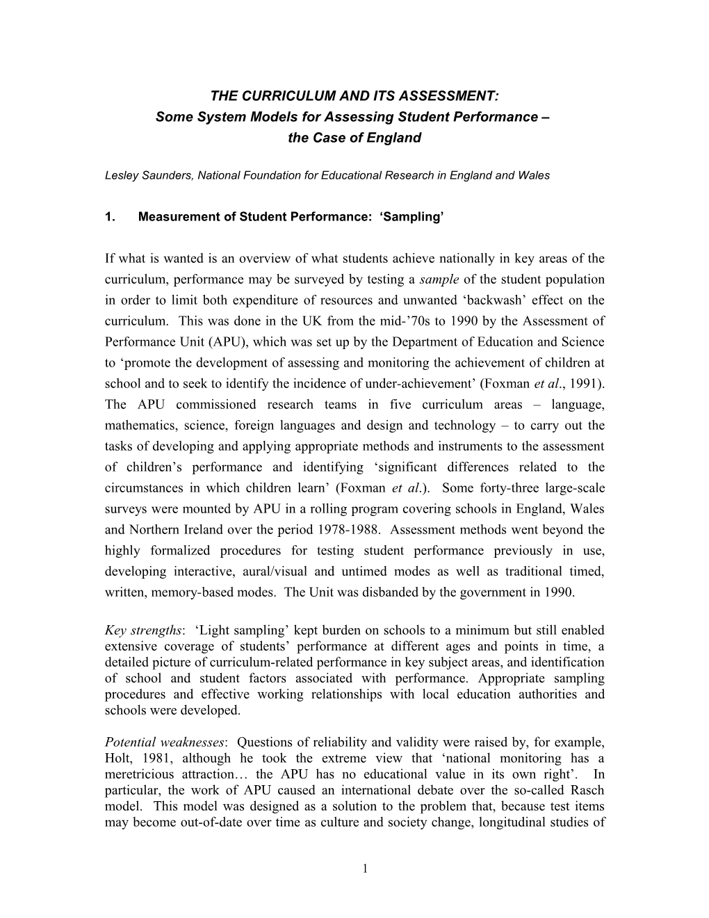 Some System Models for Assessing Student Performance