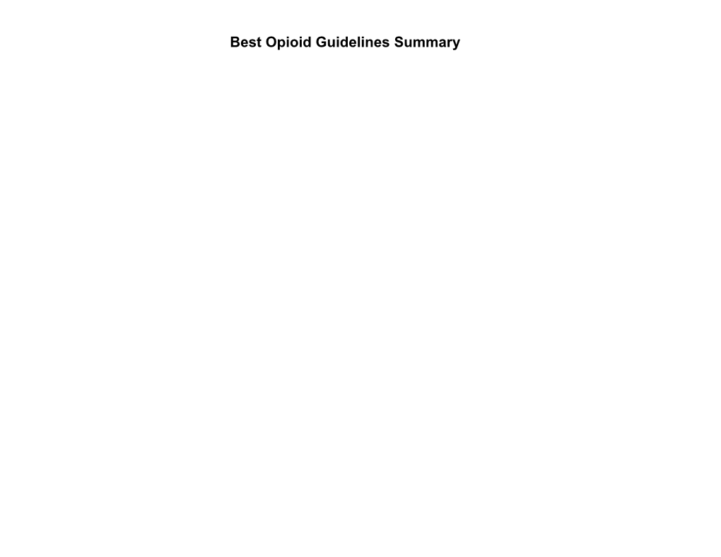 Best Opioid Guidelines Summary