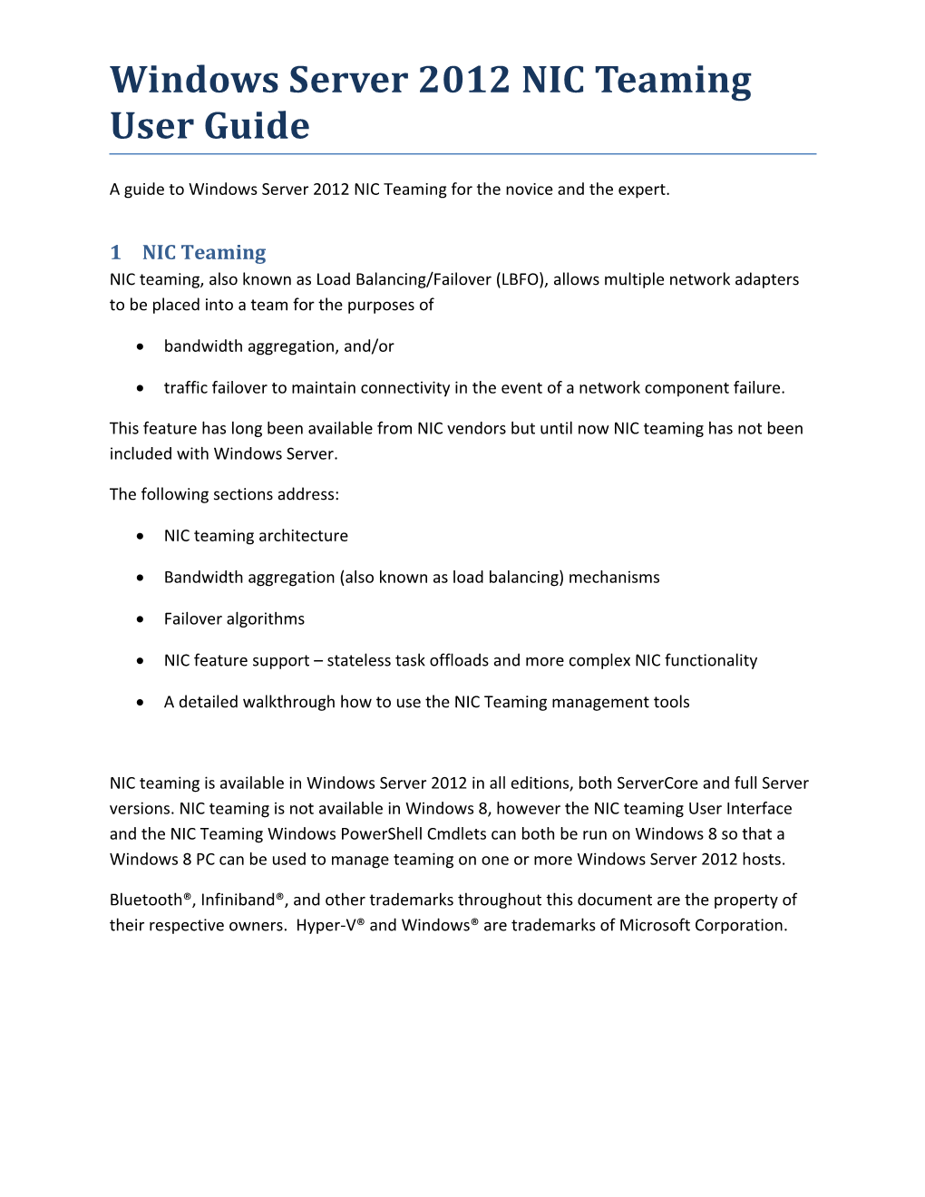 Windows Server 2012 NIC Teaming User Guide