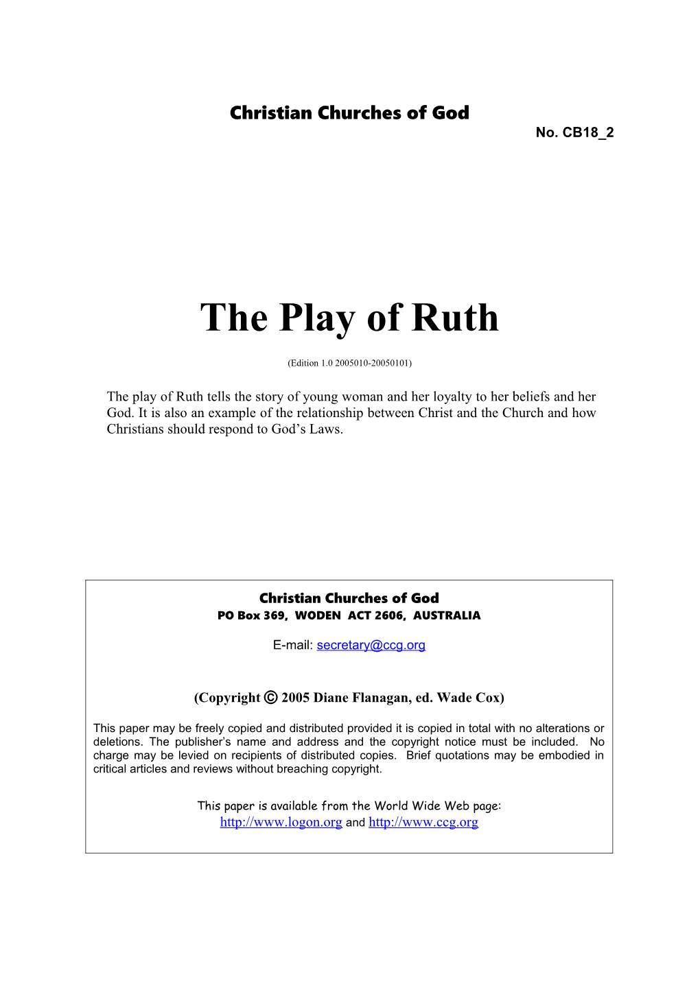 The Play of Ruth (No. CB18 2)