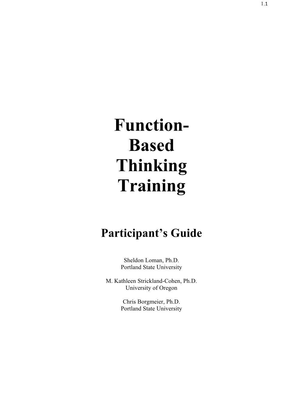 Function-Based Thinking Training
