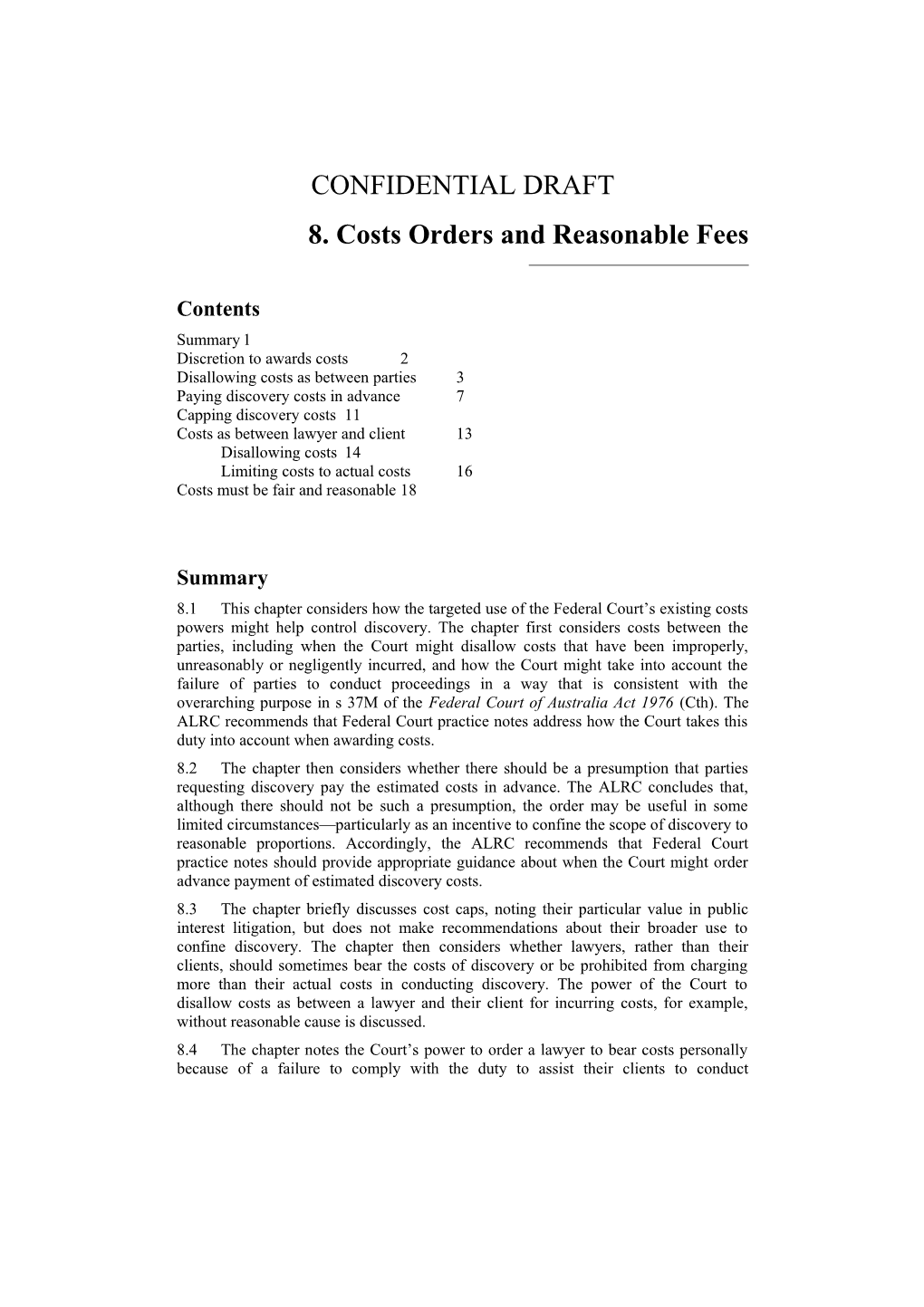 8. Costs Orders and Reasonable Fees