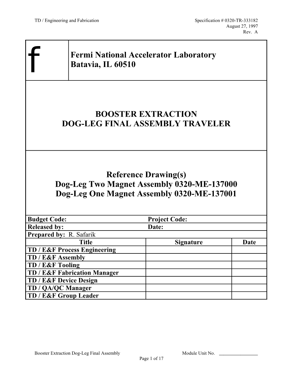 Booster Dogleg Final Assy. Module