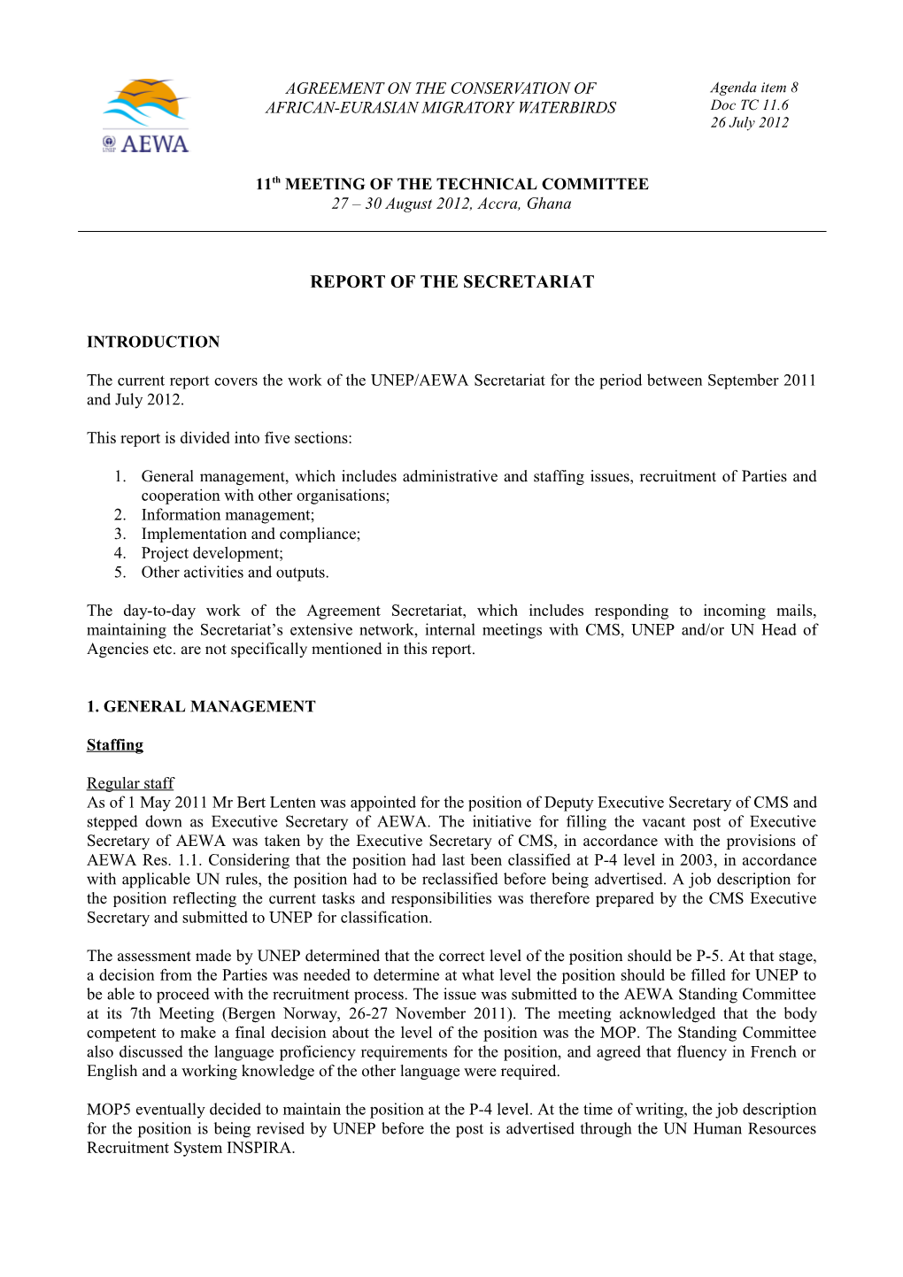 Report of the Secretariat