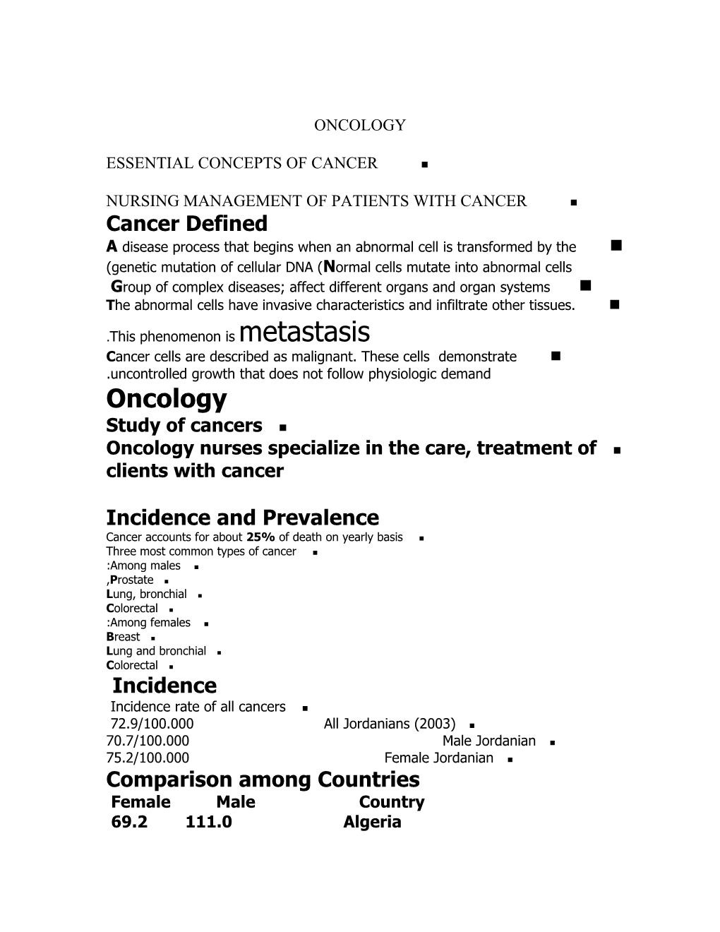 Nursing Management of Patients with Cancer