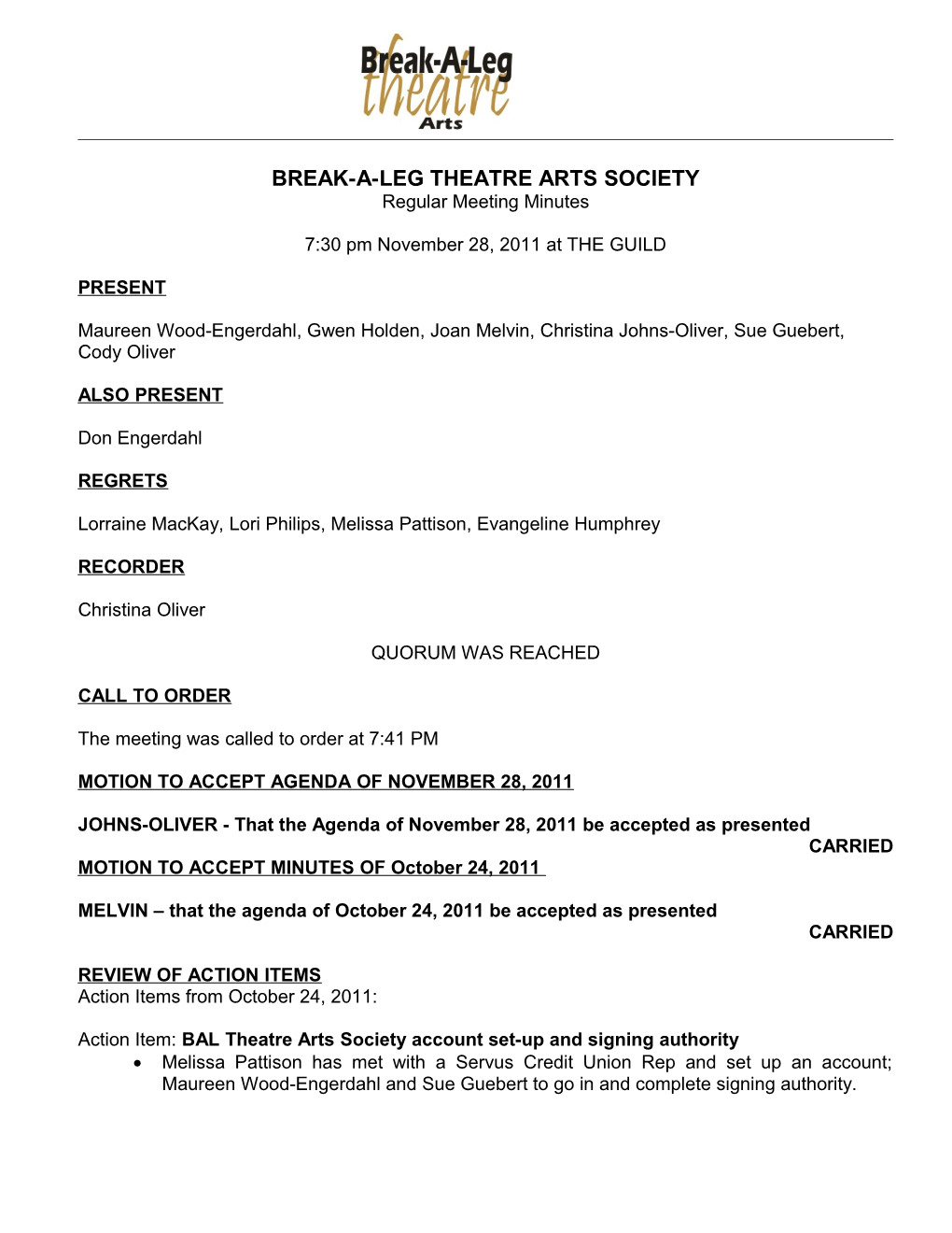 Break-A-Leg Theatre Arts Society