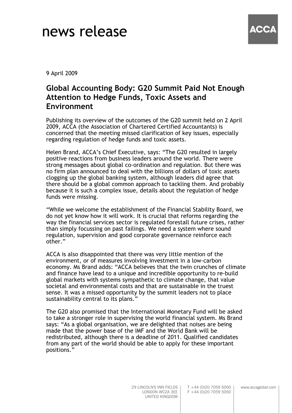 Global Accounting Body: G20 Summit Paid Not Enough Attention to Hedge Funds, Toxic Assets