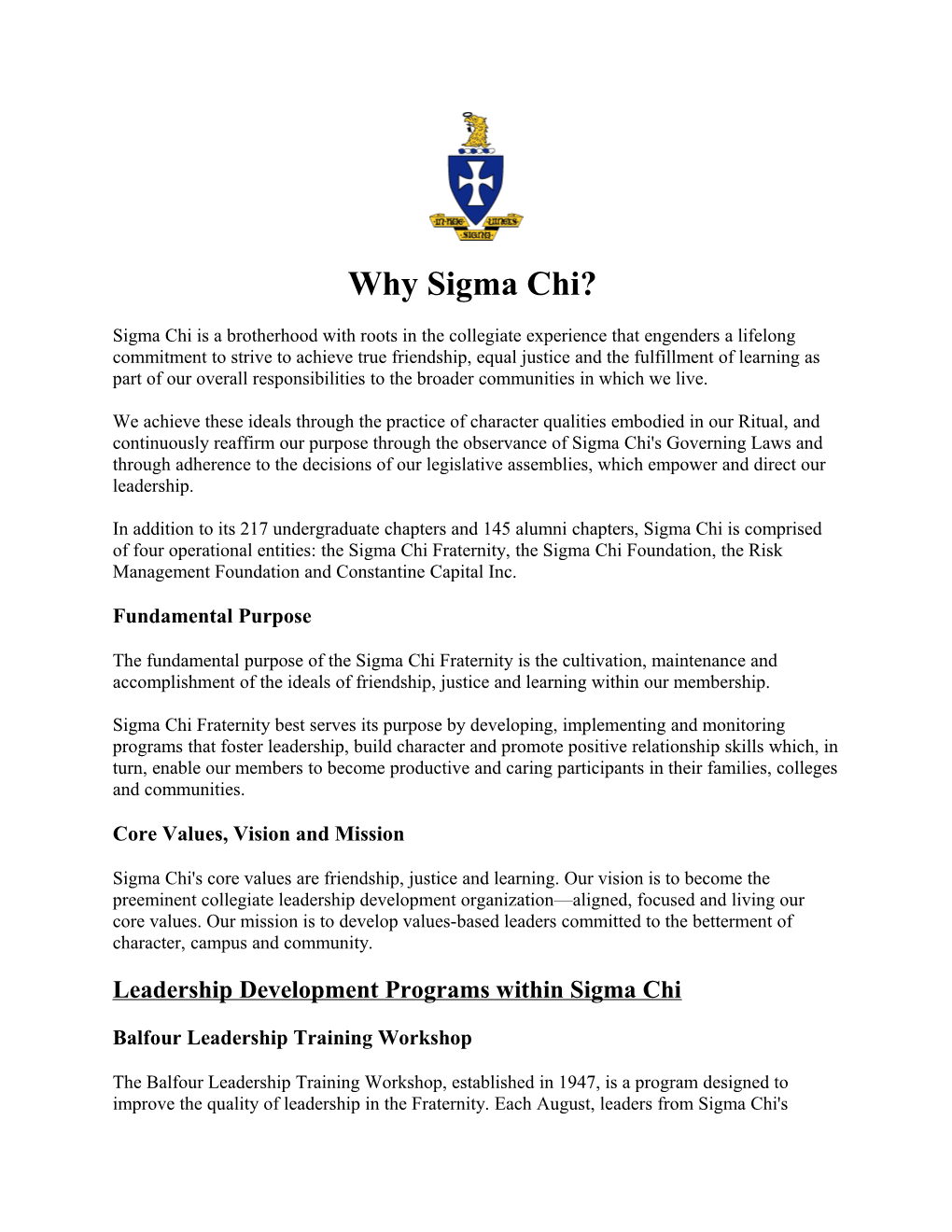 Leadership Development Programs Within Sigma Chi