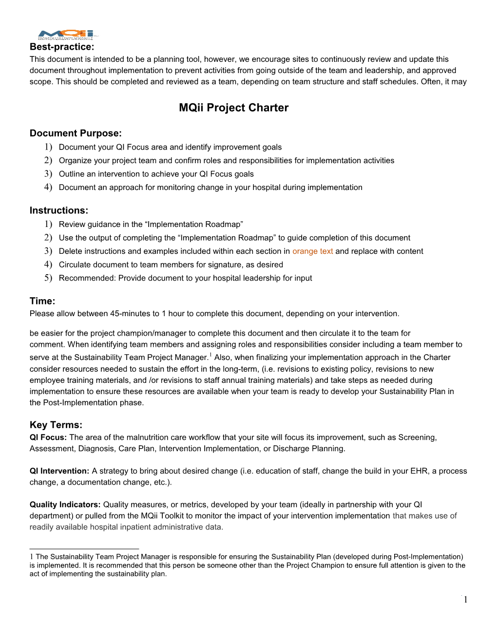 Mqiiproject Charter