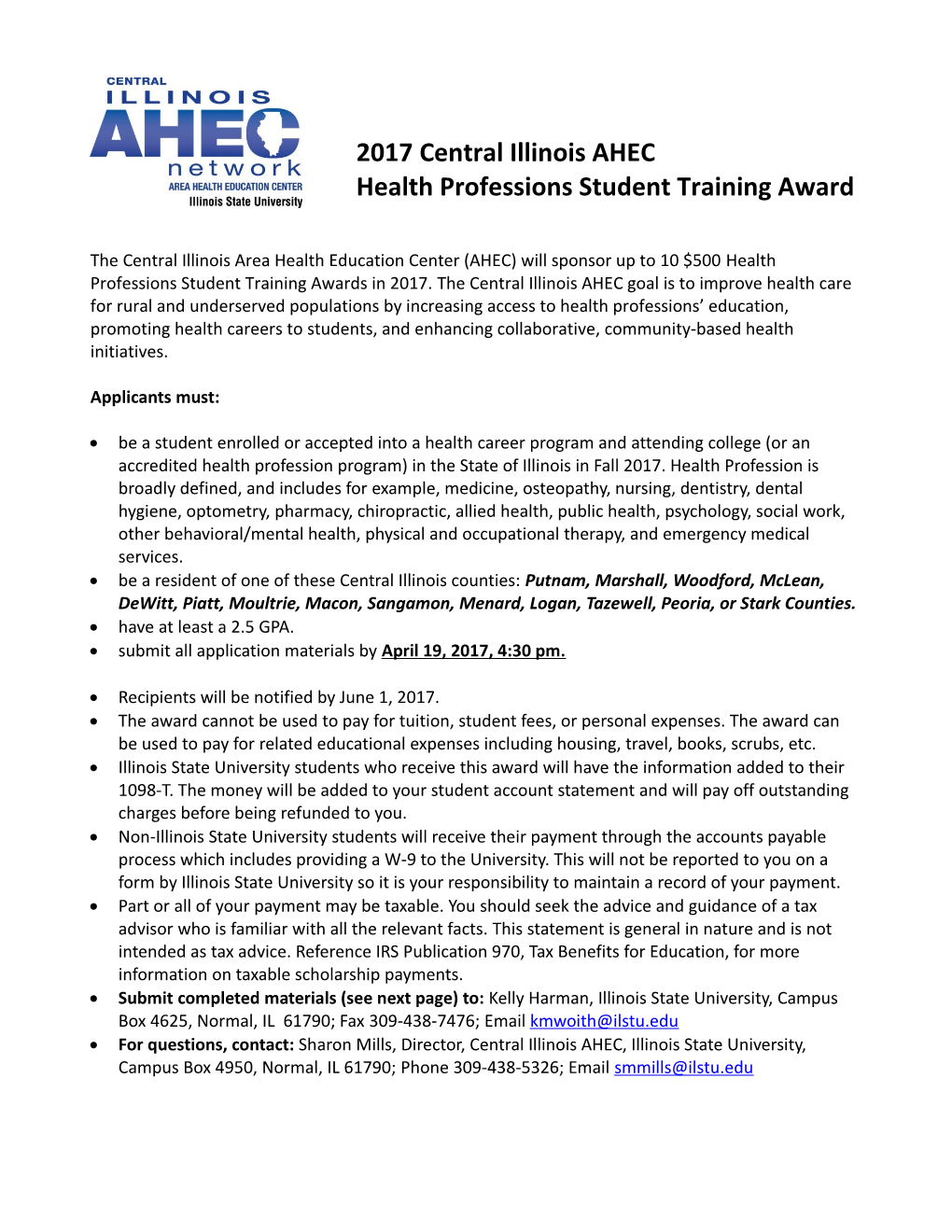 Health Professions Student Training Award