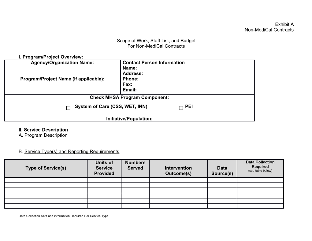 MHSA Exhibit A: Scope of Work Template
