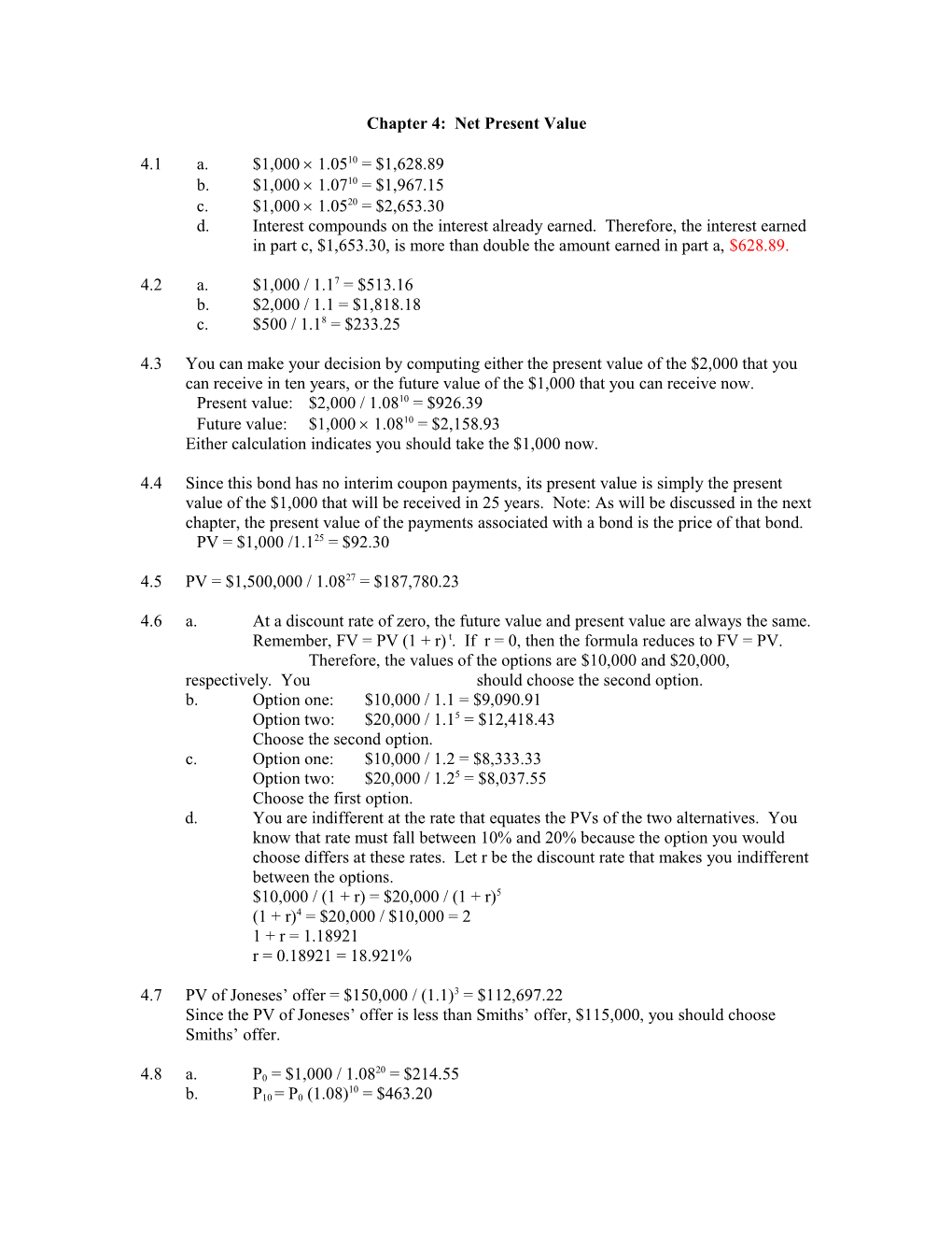 Chapter 4: Net Present Value