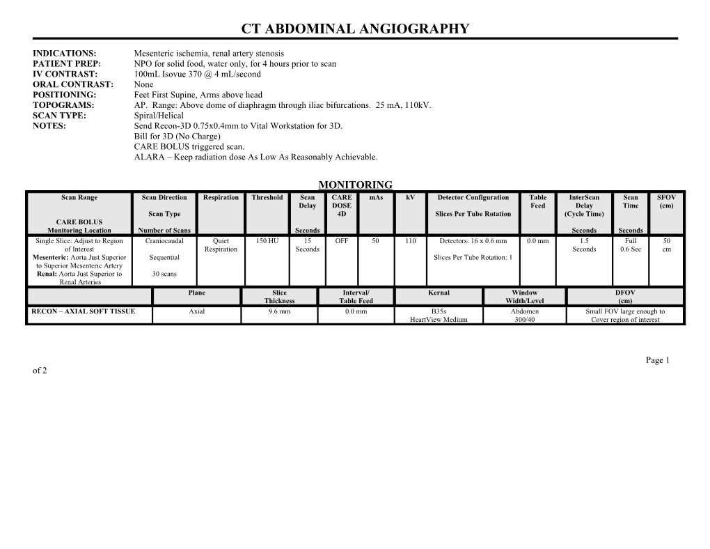 Ct Abdominal Angiography