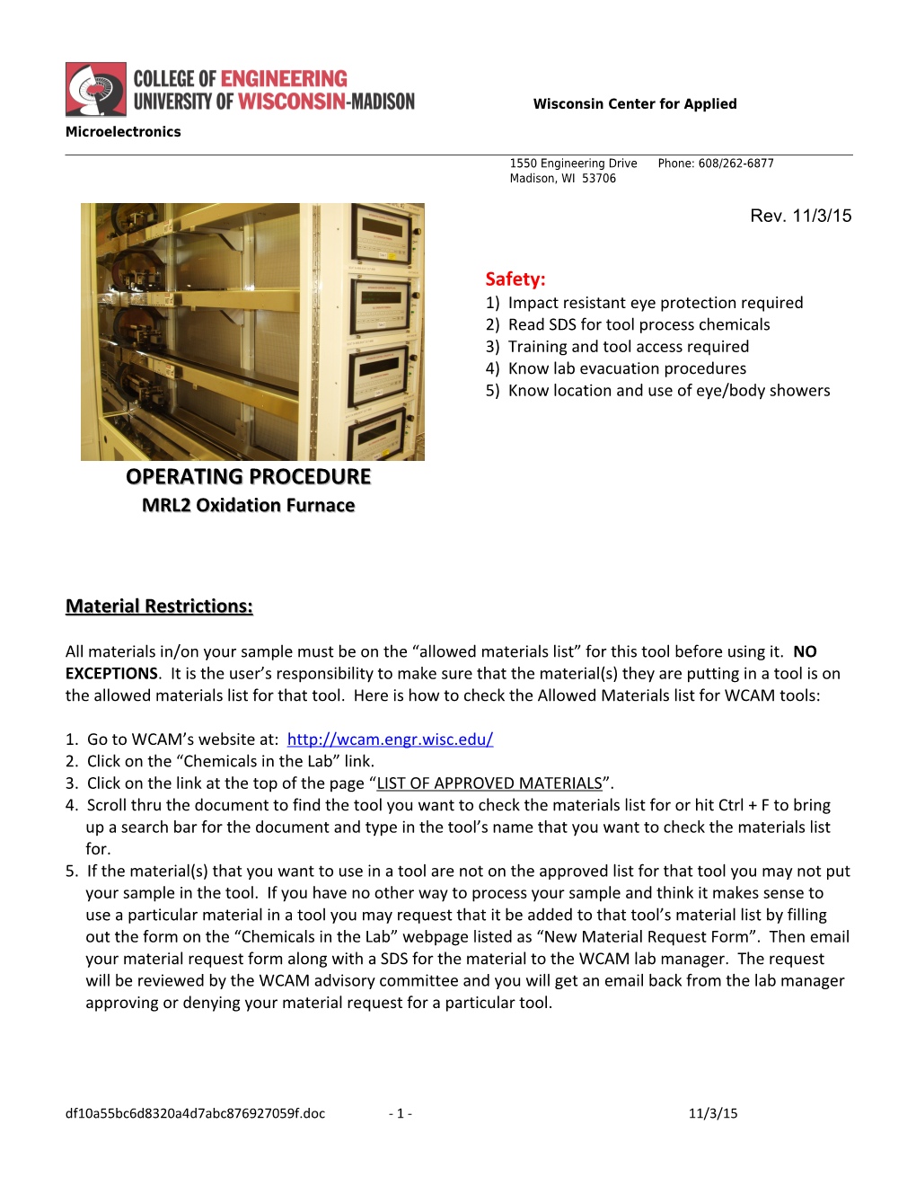 MRL2 Wet Dry Oxidation Procedure- 1 - 11/3/15