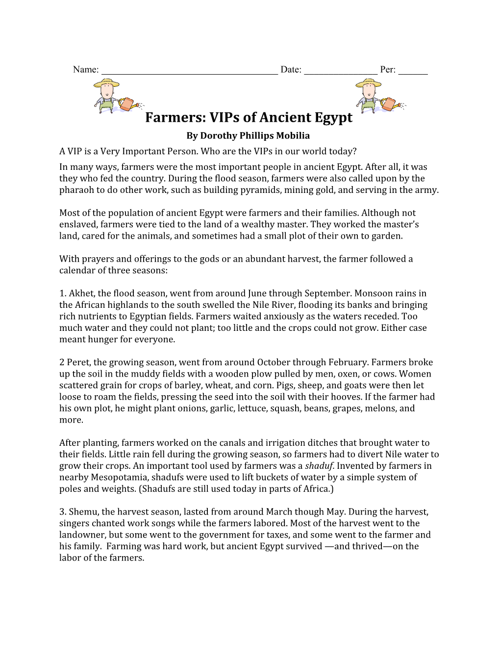 Farmers: Vips of Ancient Egypt