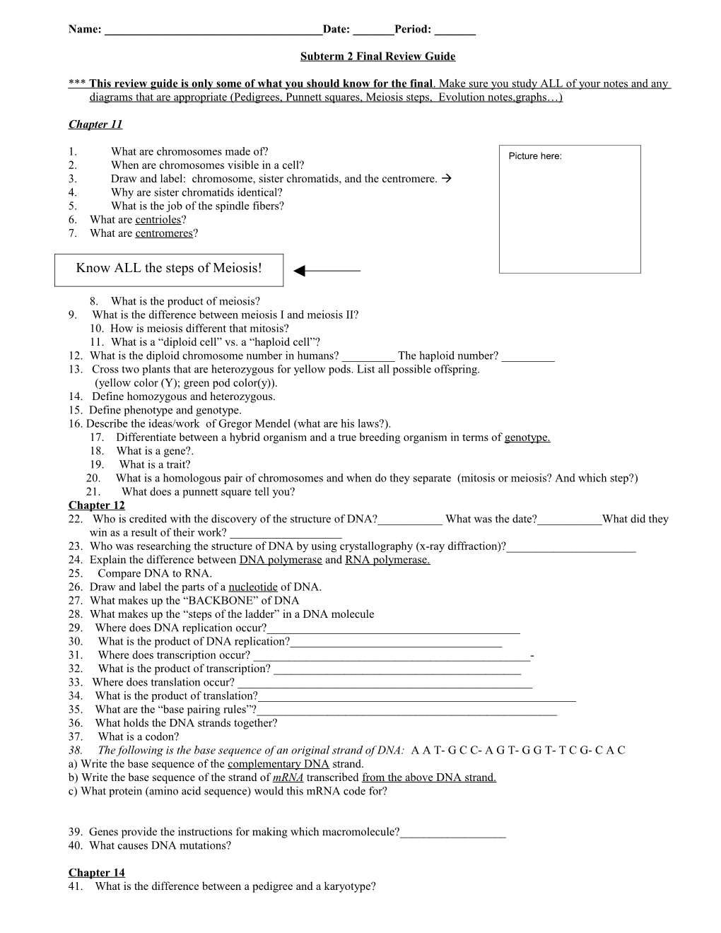 Subterm 2 Final Review Guide