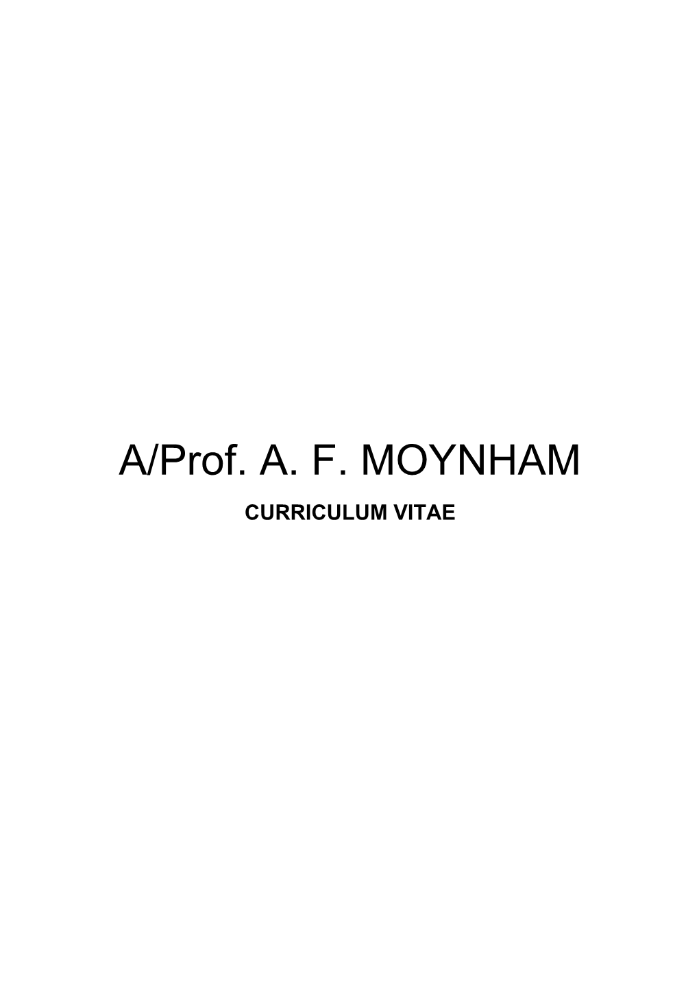 A/Prof. A. F. MOYNHAM