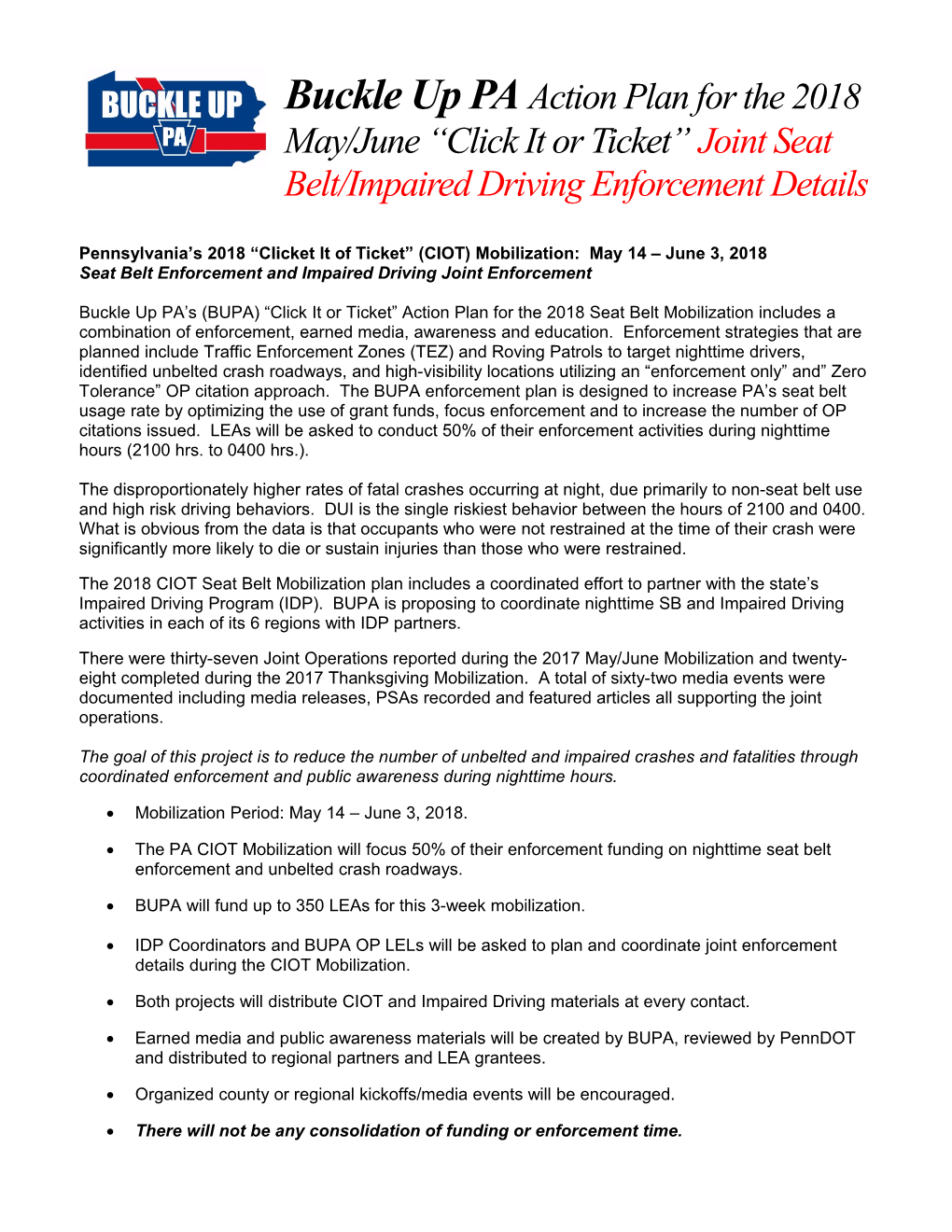 Seat Beltenforcement and Impaired Driving Joint Enforcement